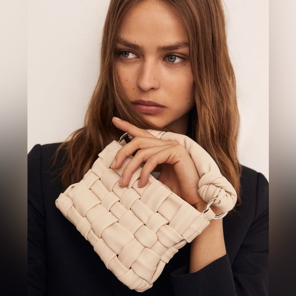 Mango Handbags - Mango Braided Cream Bag